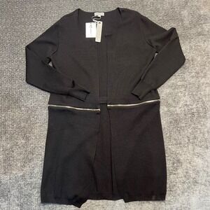 JOSEPH A Black Zip Off Cardigan Sweater Midi Length Women's Size M